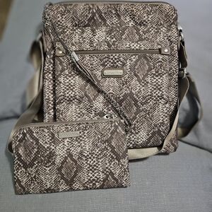 Baggallini Snake Print Crossbody with Pouch - Brown/Beige